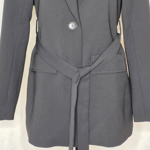 Good American Black Button-Front Trench Style Belted Blazer - Size 0/XS - Picture 6 of 16